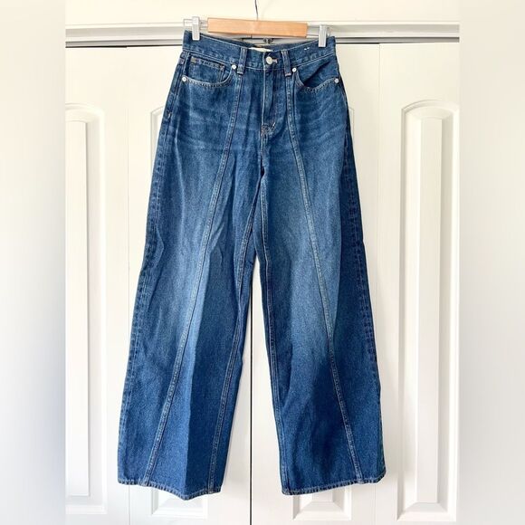 NWT Madewell Superwide-Leg Jeans in Carrington Wash: Twisted-Seam Edition - Picture 7 of 11